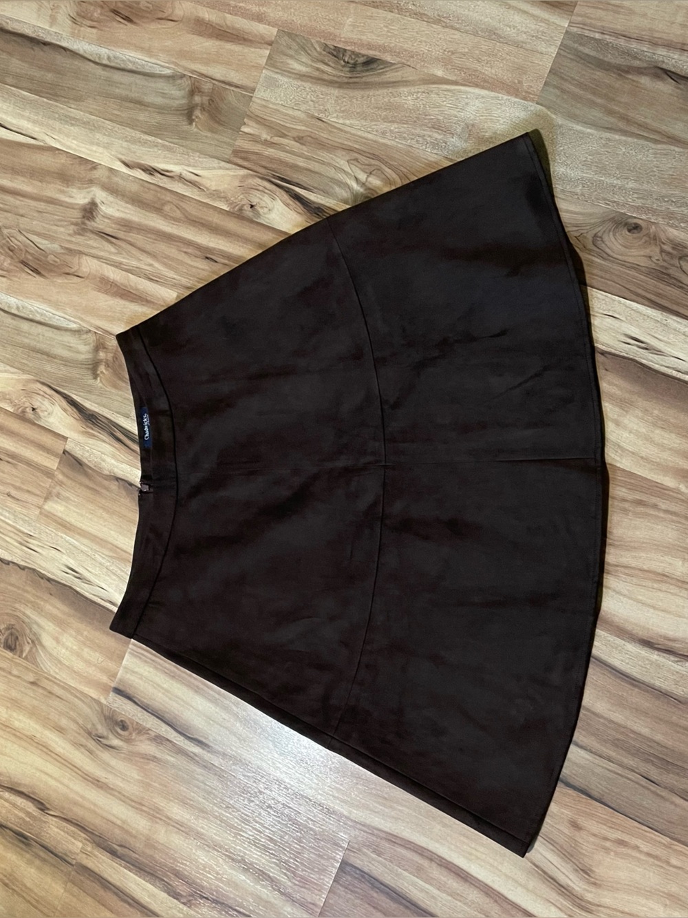 Vintage Chadwicks Dark Brown Faux Suede Flared Skirt 16 Minimalist Autumn